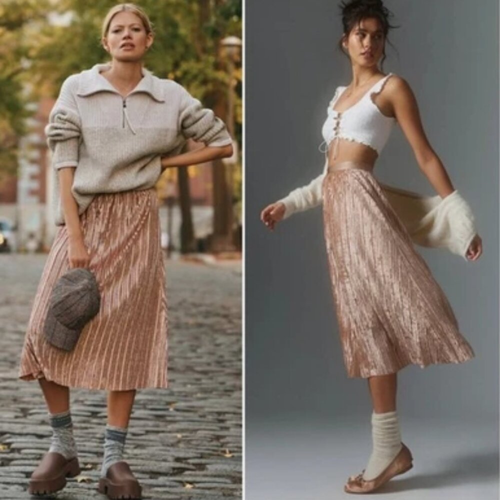 Beyond Yoga Uptown pleated midi skirt -M *NWT*
